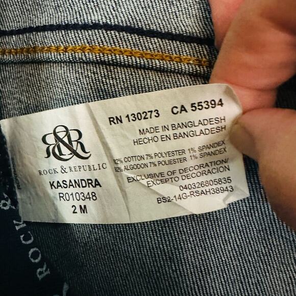 ROCK & REPUBLIC Kasandra Dark Bedazzled Wings Back Pockets Denim Jeans Size 2 - Picture 10 of 10